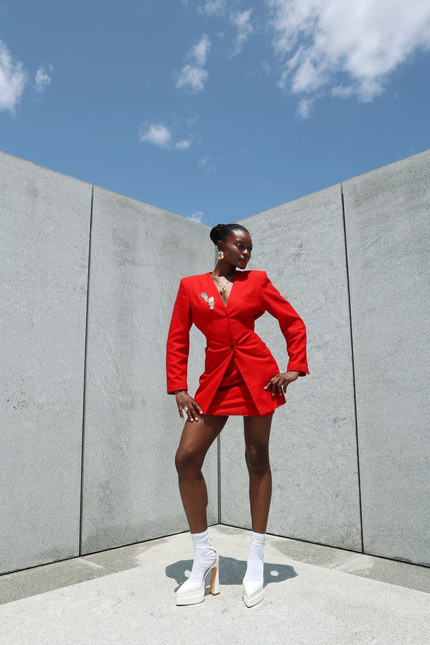 Ruby mini skirt suit set