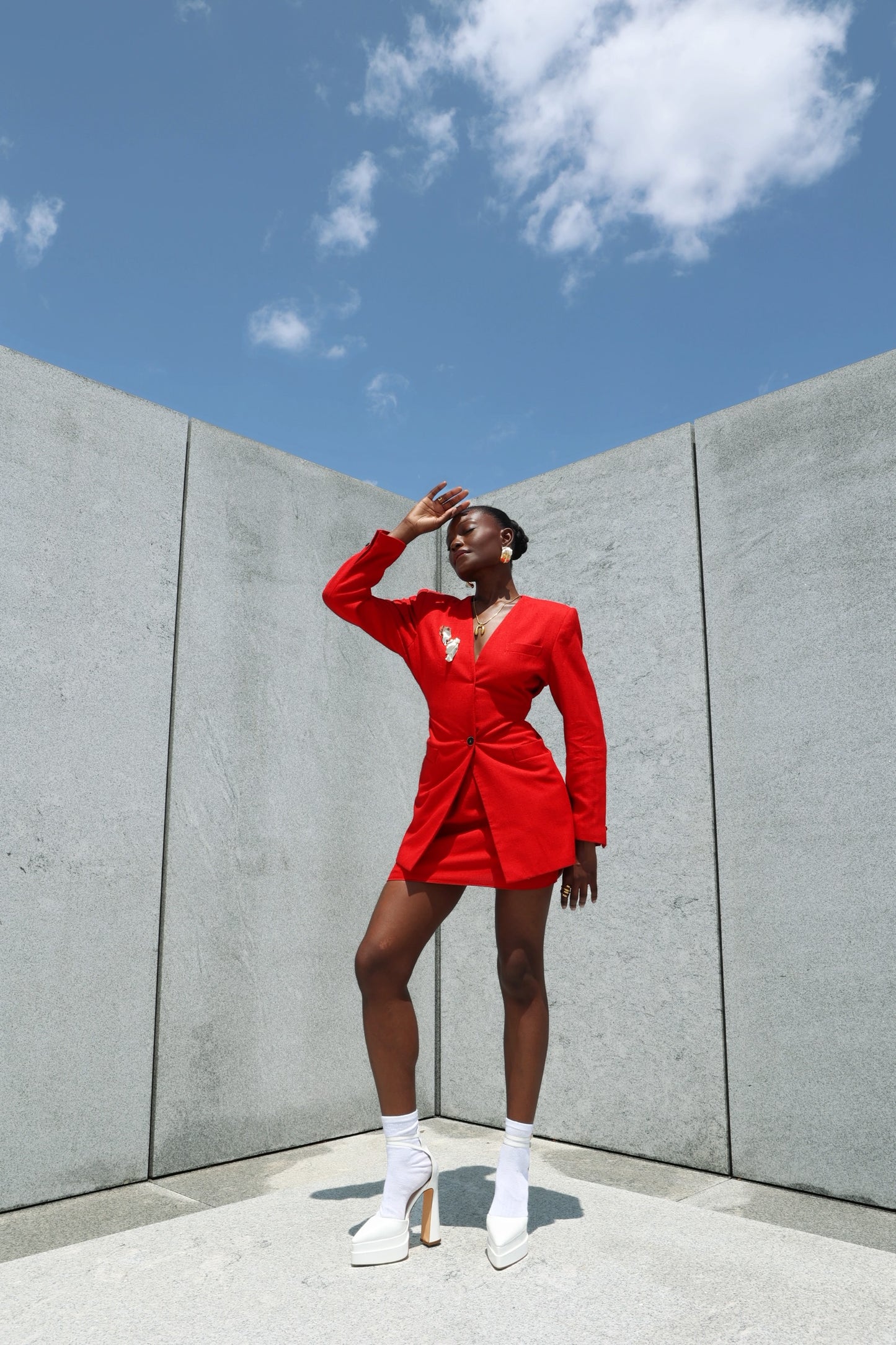 Ruby mini skirt suit set